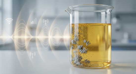 Hochfrequenzstrahlen treffen auf Silberlösung